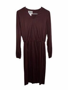 Vintage Jo Lester Deep Burgundy Long Sleeve Midi Dress Size 10